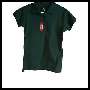 NWT Premium Wear Girls Short Sleeve Green Polo Shirt Size S
